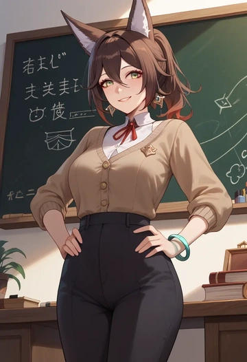 star rail,tingyun,teacher, sweater  - AI generated anime art