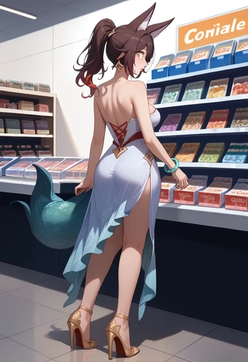 star rail,tingyun,gown,strapless,mermaid silhouette  - AI generated anime art