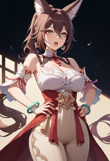 star rail,tingyun,pants,wide-leg,strappy top  - AI generated anime art