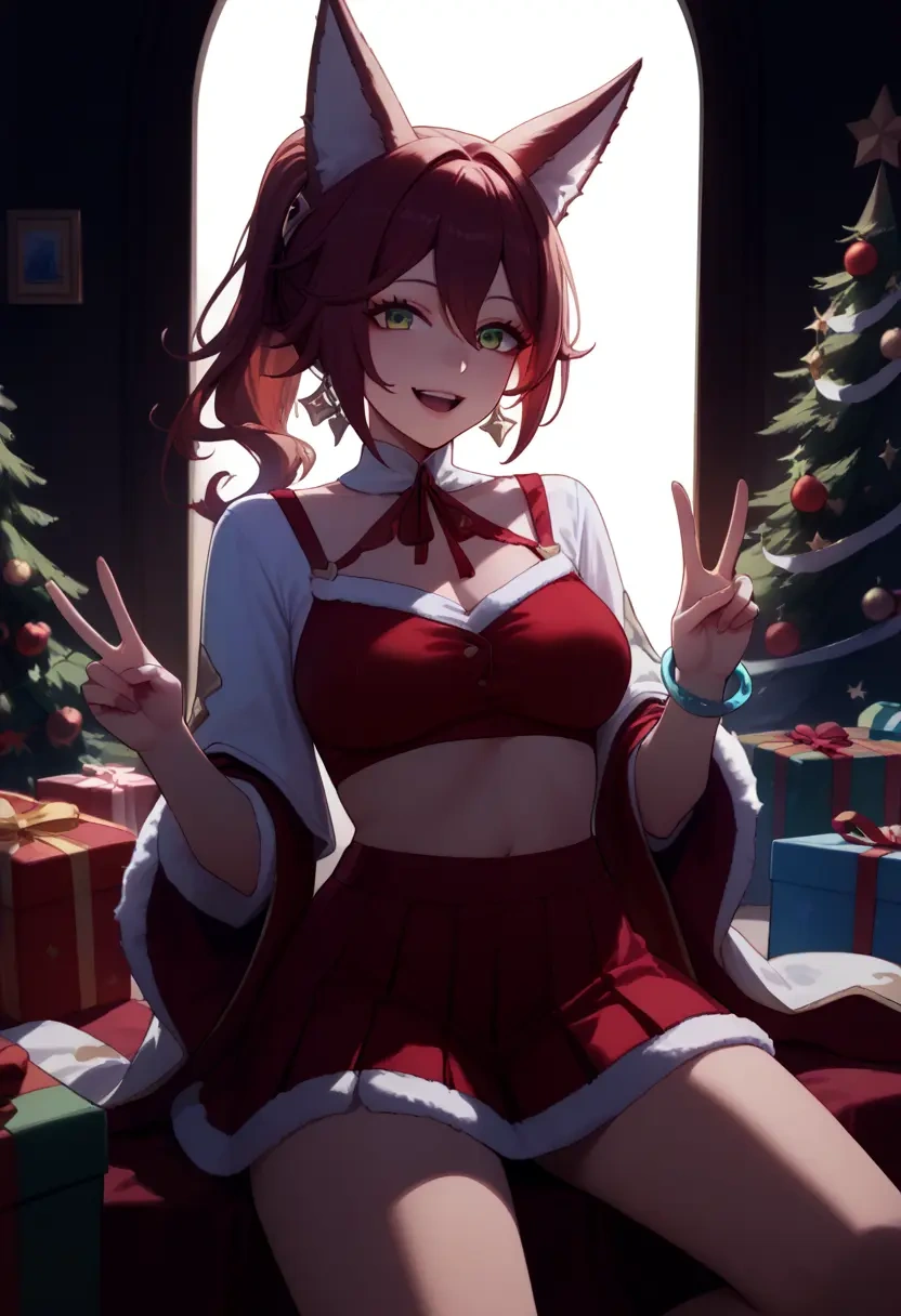 star rail,tingyun,Christmas,skirt  - 