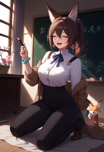 star rail,tingyun,teacher, sweater  - AI generated anime art