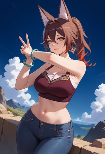 star rail,tingyun,crop top  - AI generated anime art