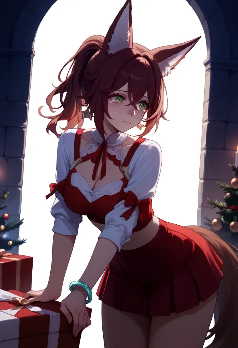 star rail,tingyun,Christmas,skirt  - 