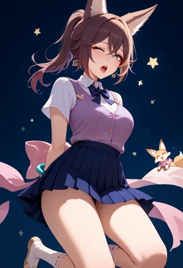 star rail,tingyun,spring,student uniform,vest  - AI generated anime art