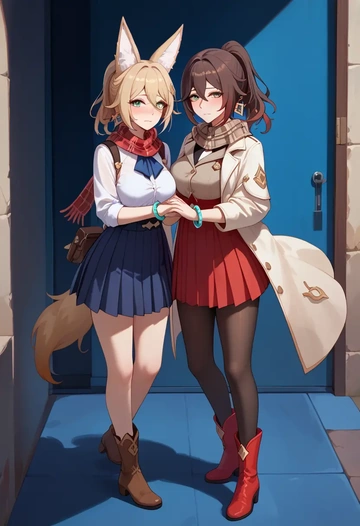 star rail,tingyun,winter,student uniform,fur-trimmed coat  - AI generated anime art