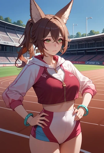 star rail,tingyun,crop hoodie,shorts  - AI generated anime art