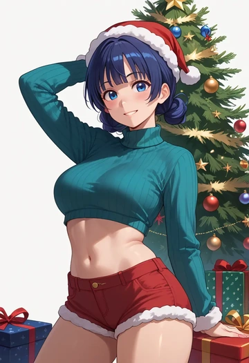 gochuumon_wa_usagi_desu_ka,tippy_(gochiusa),Christmas,red velvet shorts,turtleneck sweater  - AI generated anime art