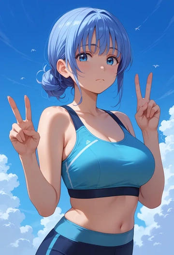 gochuumon_wa_usagi_desu_ka,tippy_(gochiusa),sports bra,high-waisted leggings  - AI generated anime art