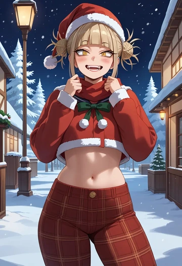 boku_no_hero_academia,toga_himiko,Christmas,plaid trousers  - AI generated anime art