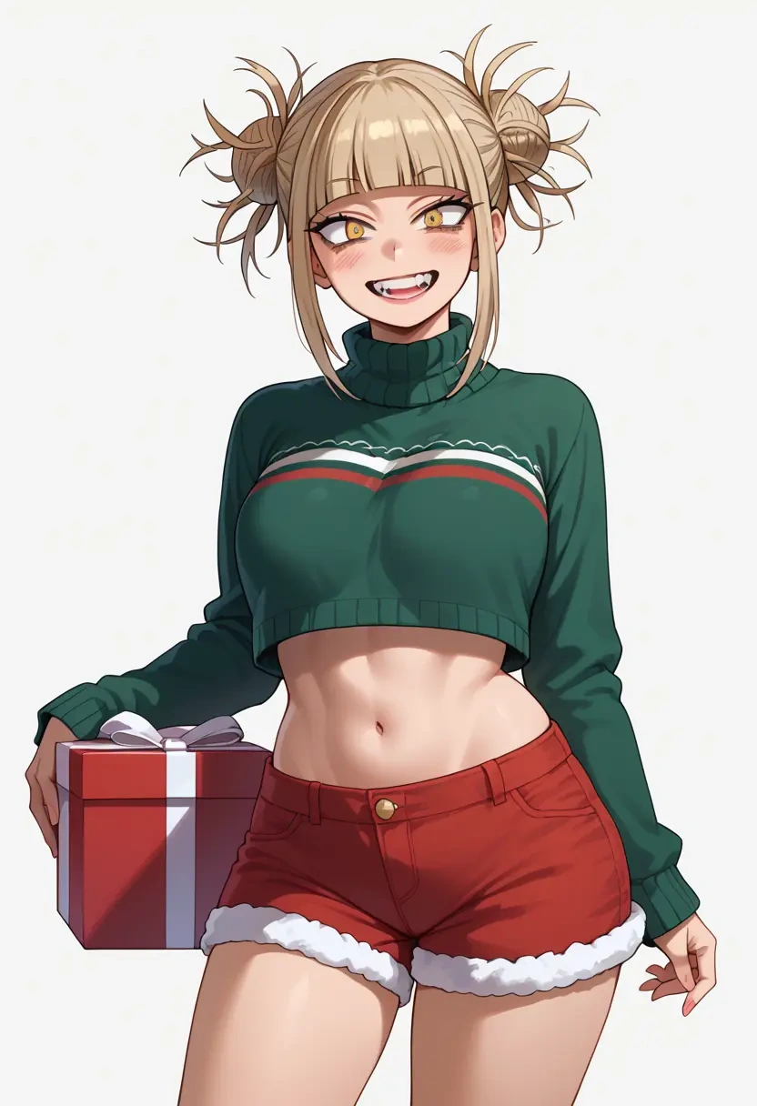 boku_no_hero_academia,toga_himiko,Christmas,red velvet shorts,turtleneck sweater  - 