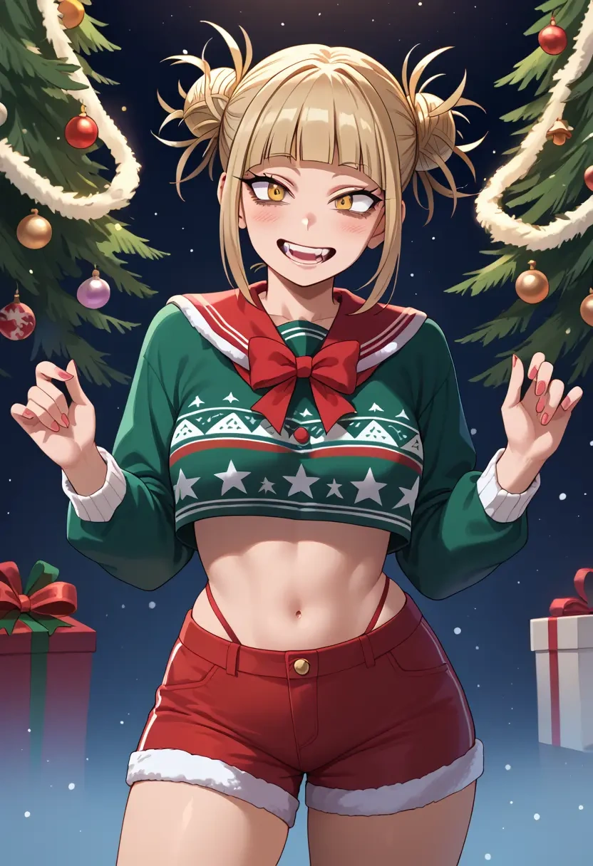 boku_no_hero_academia,toga_himiko,Christmas,red velvet shorts  - 