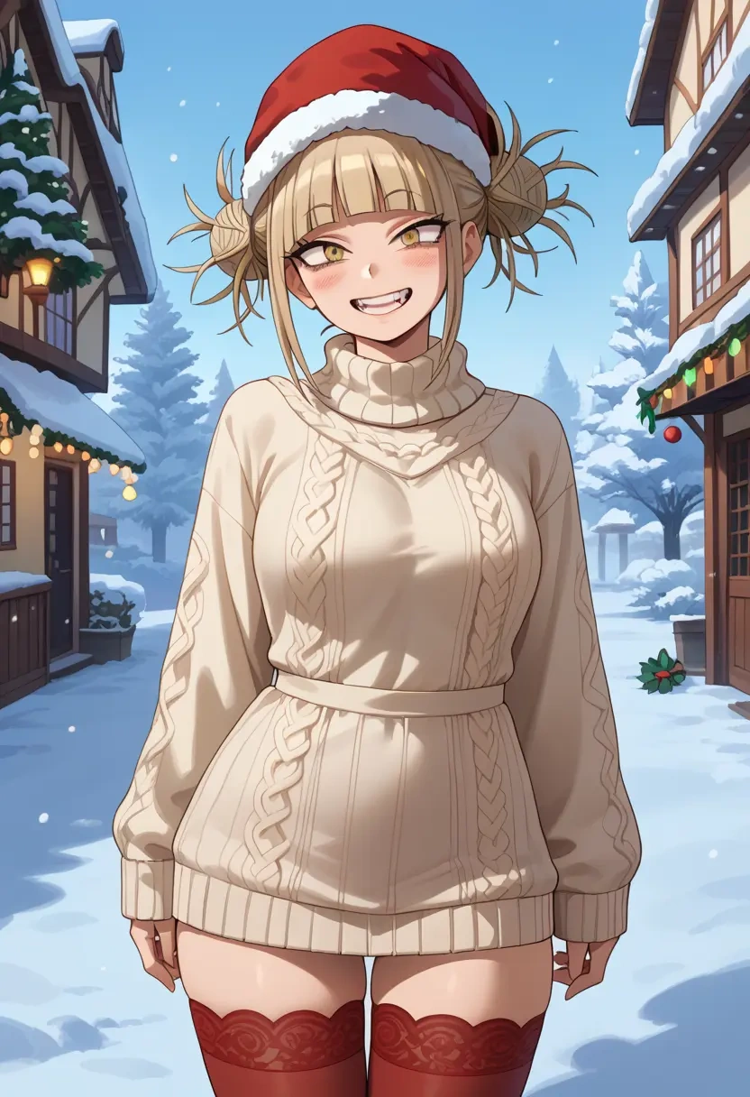 boku_no_hero_academia,toga_himiko,Christmas,sweater dress,stockings  - 