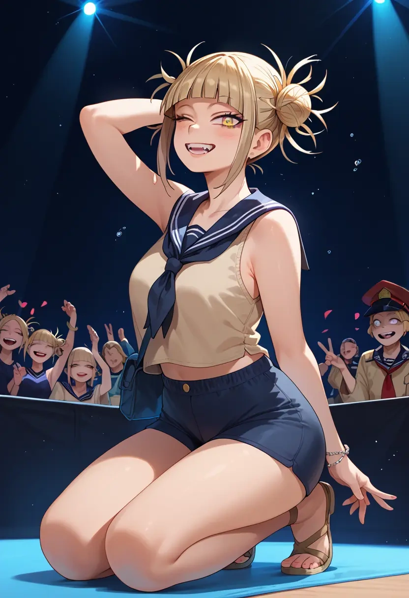 boku_no_hero_academia,toga_himiko,sleeveless swim top,shorts-style bottom,contrast stitching  - 