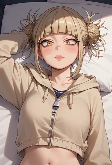 boku_no_hero_academia,toga_himiko,crop hoodie,shorts  - AI generated anime art