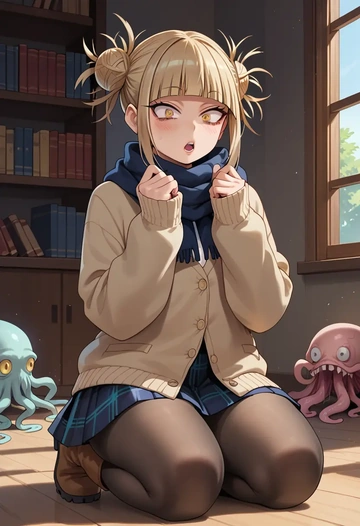 boku_no_hero_academia,toga_himiko,winter,student uniform,down jacket  - AI generated anime art