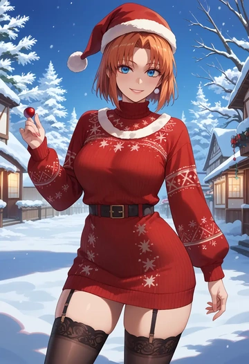 tsukihime,tohno_akiha,sweater,stockings,Thigh garters  - AI generated anime art