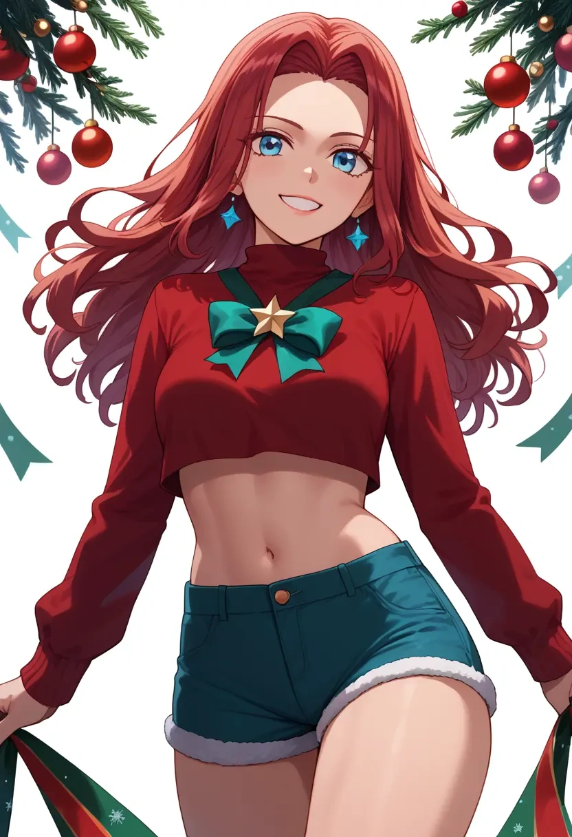 tsukihime,tohno_akiha,Christmas,red velvet shorts  - 