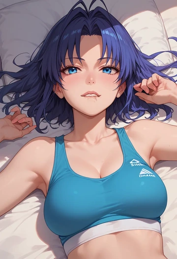 tsukihime,tohno_akiha,sports crop,high-waisted shorts  - AI generated anime art