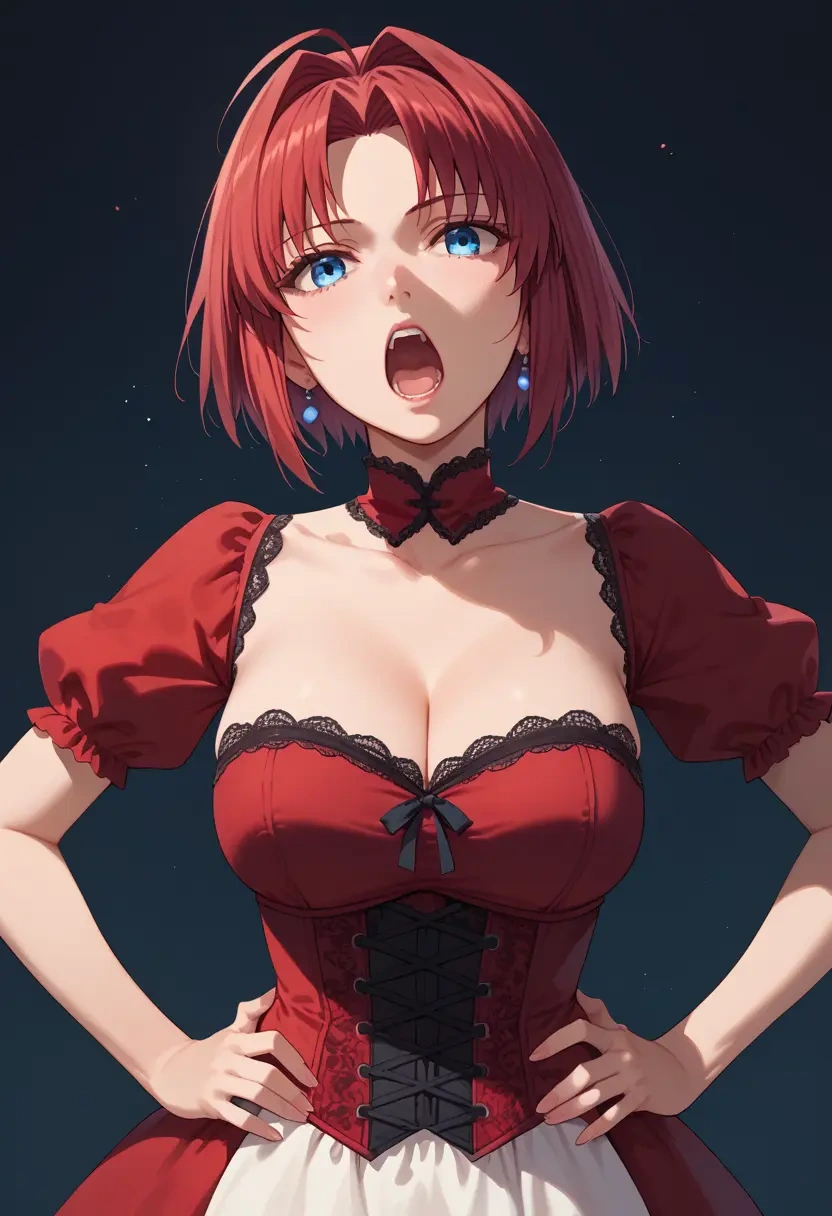 tsukihime,tohno_akiha,vampire corset,lace blouse,velvet skirt  - 