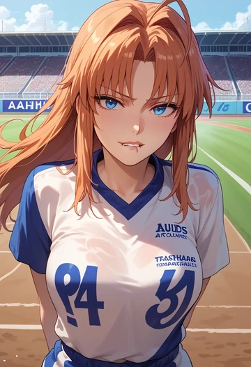 tsukihime,tohno_akiha,pop art shirt,dolphin shorts  - AI generated anime art