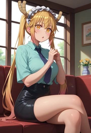 kobayashi_san_chi_no_maidragon,tohru_(maidragon),leather,shorts  - AI generated anime art