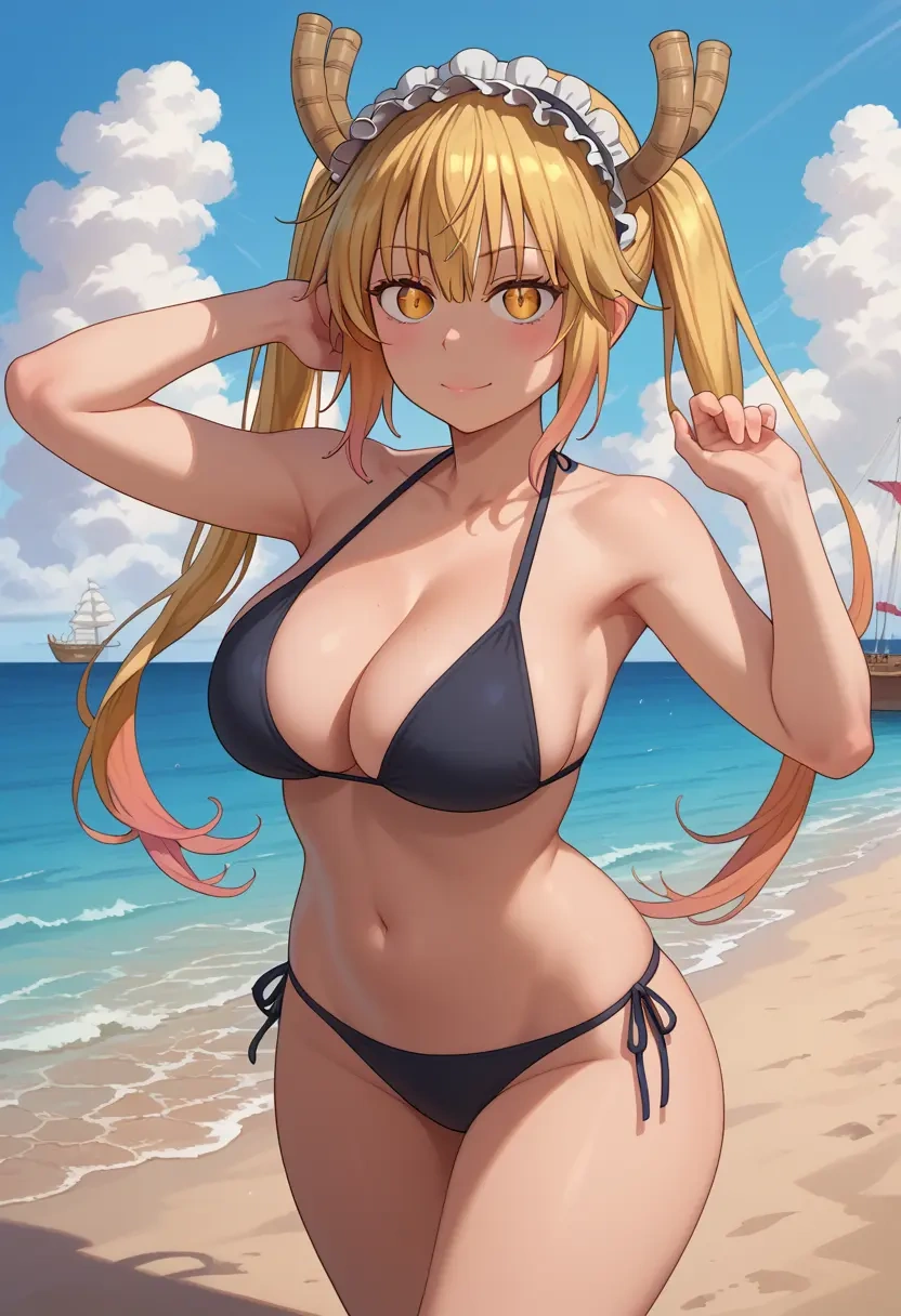 kobayashi_san_chi_no_maidragon,tohru_(maidragon),black bikini  - 