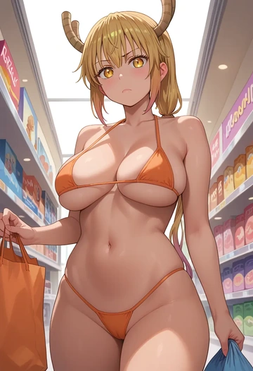 kobayashi_san_chi_no_maidragon,tohru_(maidragon),tiny bikini,sexy  - AI generated anime art