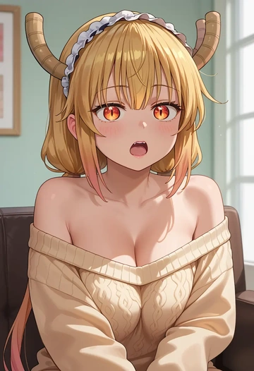 kobayashi_san_chi_no_maidragon,tohru_(maidragon),orange,sweater  - AI generated anime art