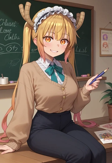 kobayashi_san_chi_no_maidragon,tohru_(maidragon),teacher, sweater  - AI generated anime art