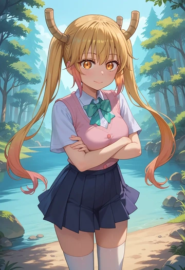 kobayashi_san_chi_no_maidragon,tohru_(maidragon),spring,student uniform,vest  - AI generated anime art