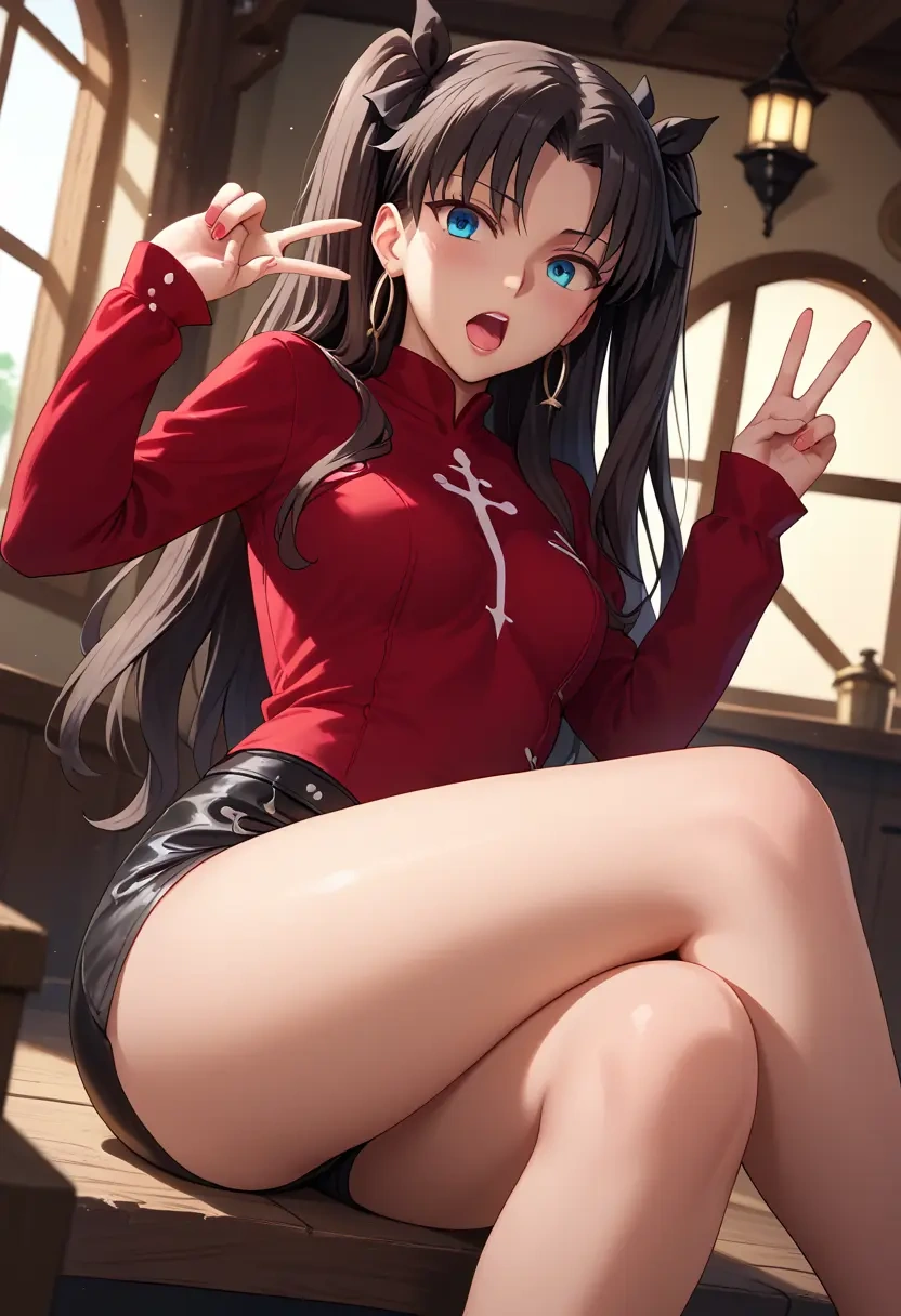 fate_(series),tohsaka_rin,leather,shorts  - 