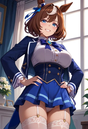 umamusume,tokai_teio_(umamusume),mini skirt, stockings  - AI generated anime art