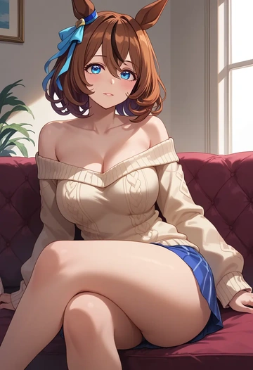 umamusume,tokai_teio_(umamusume),off-shoulder,sweater  - AI generated anime art