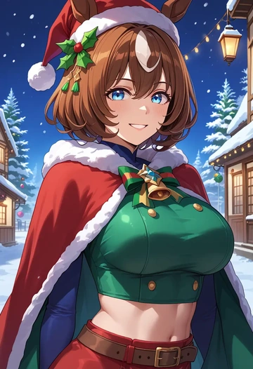 umamusume,tokai_teio_(umamusume),Christmas,dress  - AI generated anime art