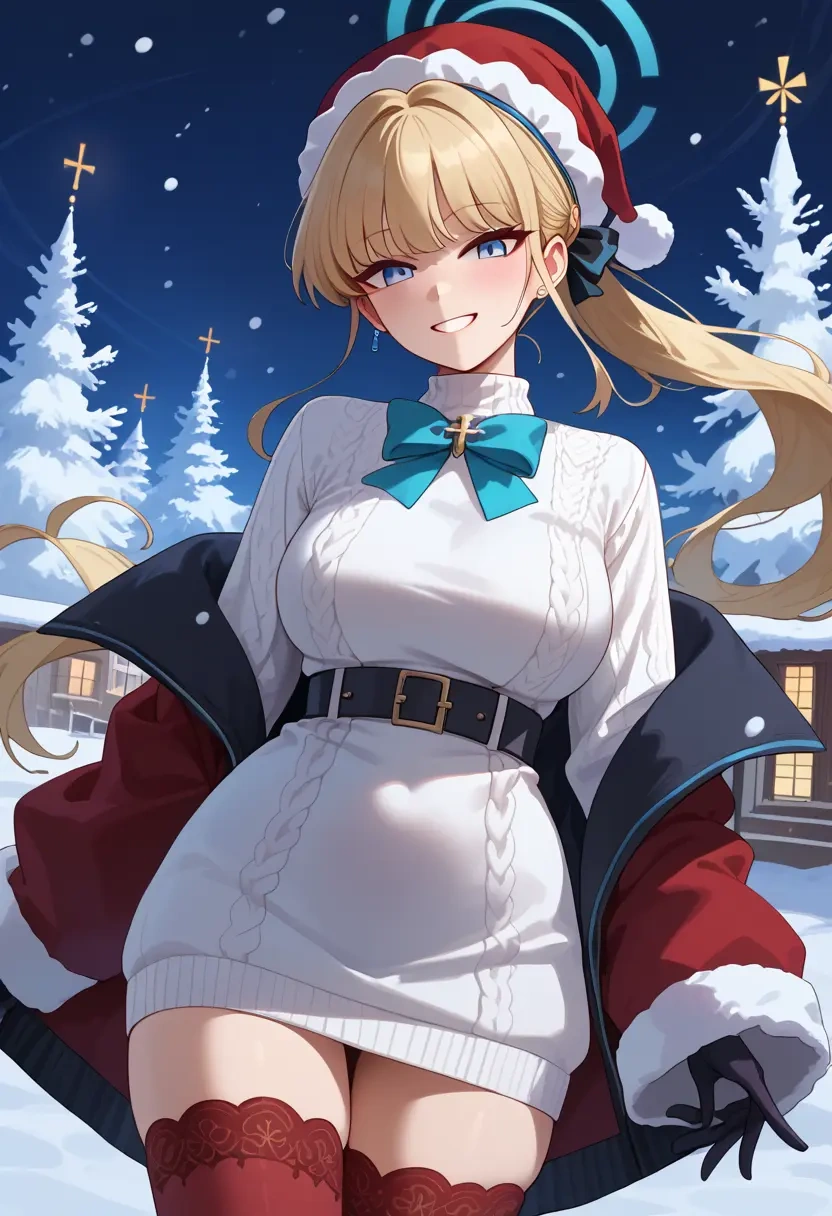 blue_archive,toki_(blue_archive),Christmas,sweater dress,stockings  - 