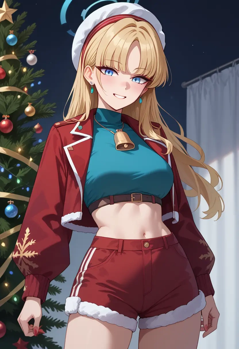 blue_archive,toki_(blue_archive),Christmas,red velvet shorts  - 