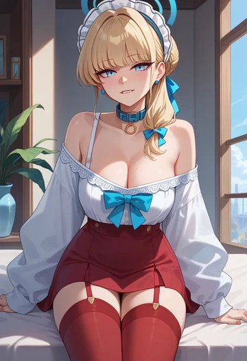 blue_archive,toki_(blue_archive),collar,oversized,Thigh garters  - AI generated anime art