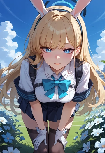 blue_archive,toki_(bunny)_(blue_archive),jk uniform, stockings  - AI generated anime art