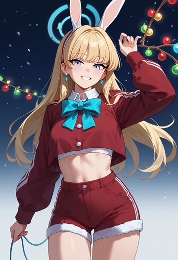 blue_archive,toki_(bunny)_(blue_archive),Christmas,red velvet shorts  - AI generated anime art