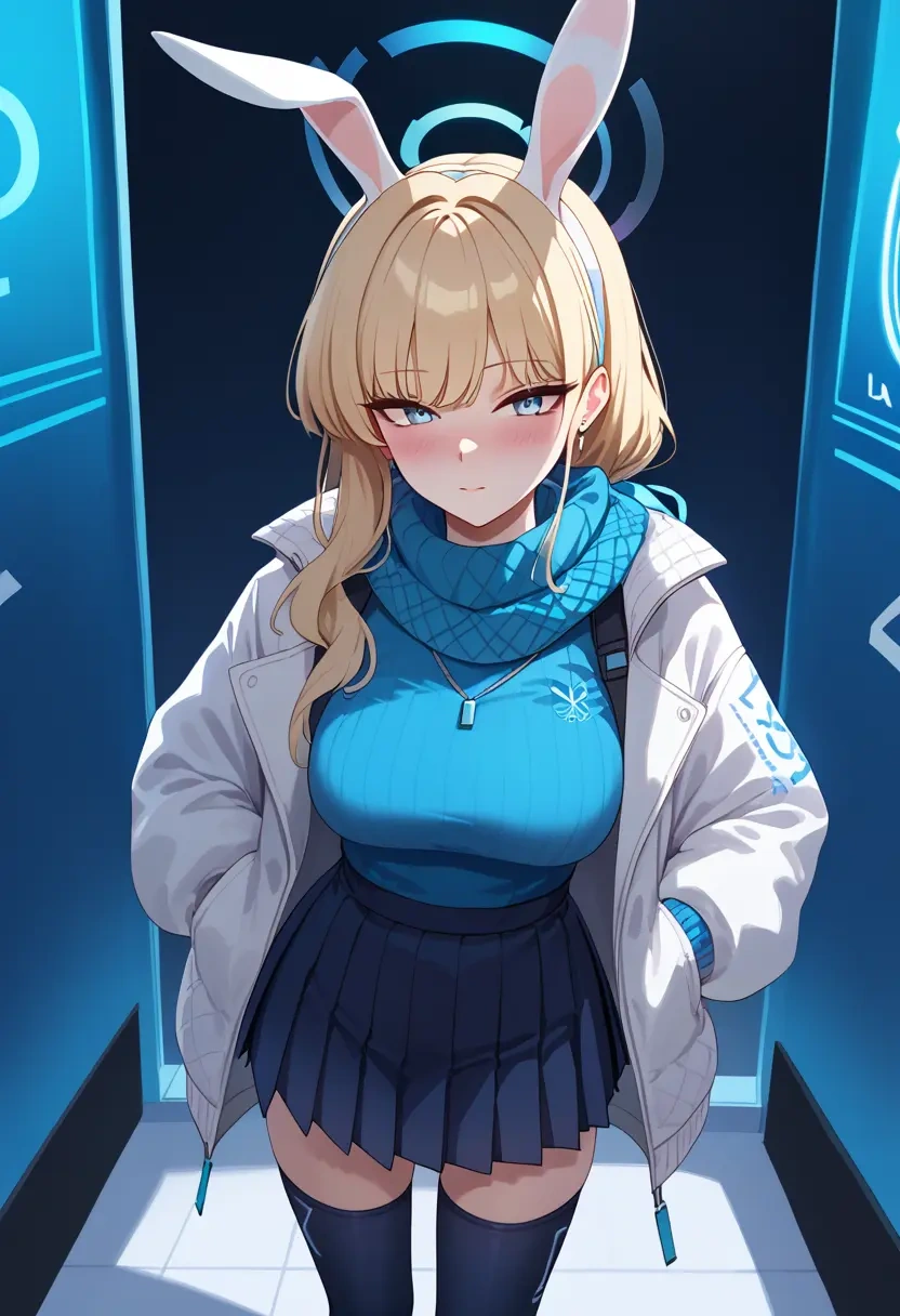 blue_archive,toki_(bunny)_(blue_archive),winter,student uniform,puffer jacket  - 