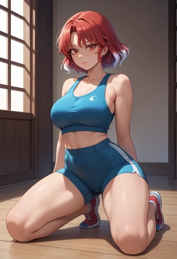 touhou,tokiko_(touhou),yoga shorts  - AI generated anime art