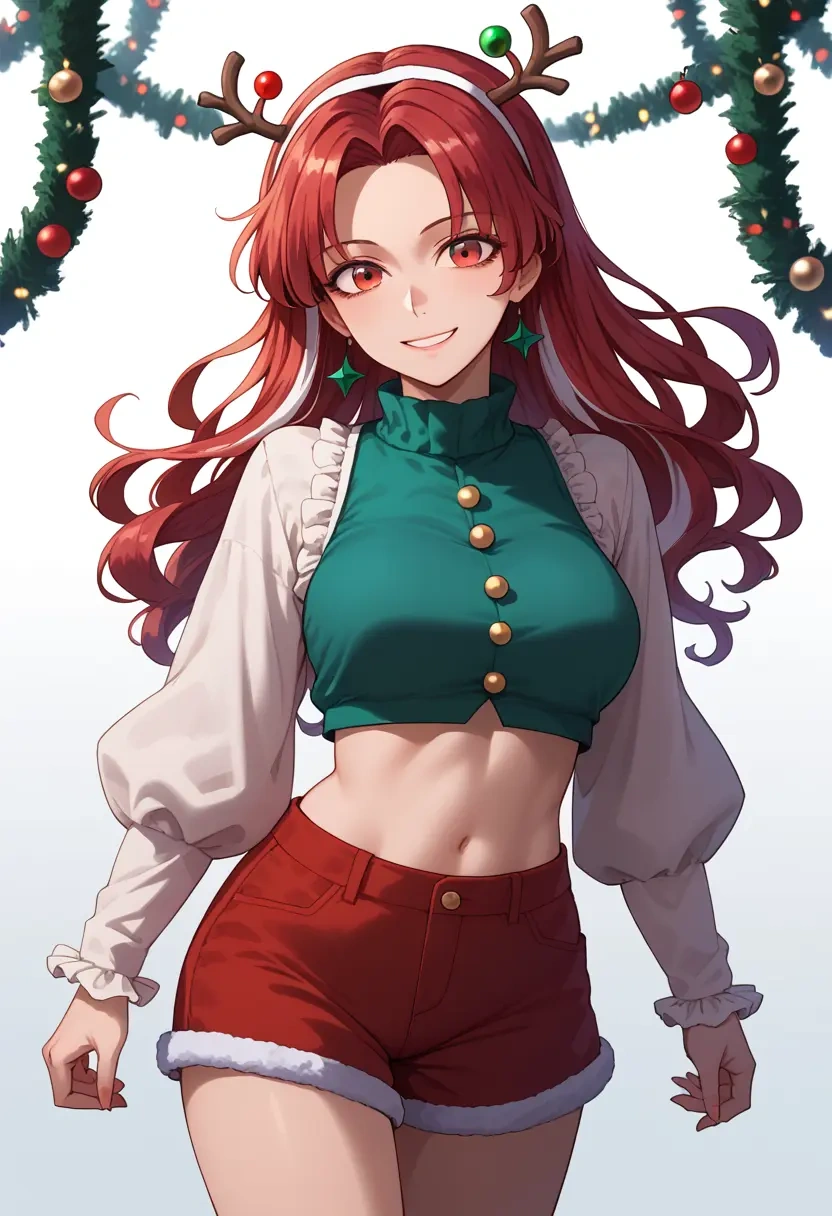 touhou,tokiko_(touhou),Christmas,red velvet shorts  - 