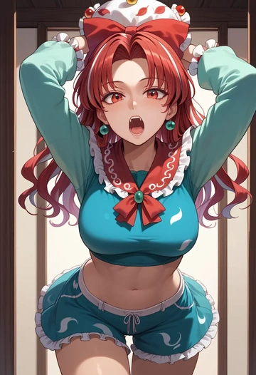 touhou,tokiko_(touhou),red velvet shorts  - AI generated anime art