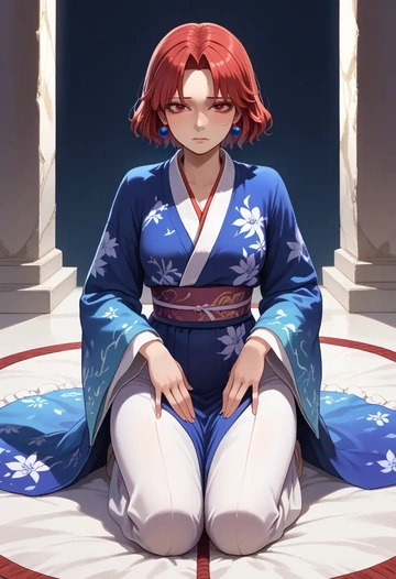 touhou,tokiko_(touhou),kimono,silk,wide-leg trousers  - AI generated anime art