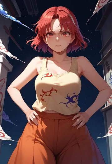 touhou,tokiko_(touhou),abstract graffiti tank,dolphin shorts  - AI generated anime art