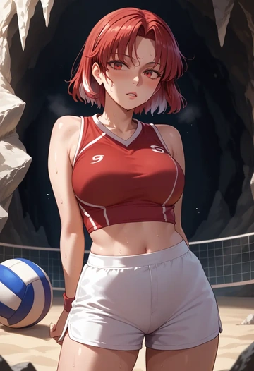 touhou,tokiko_(touhou),volleyball uniform  - AI generated anime art