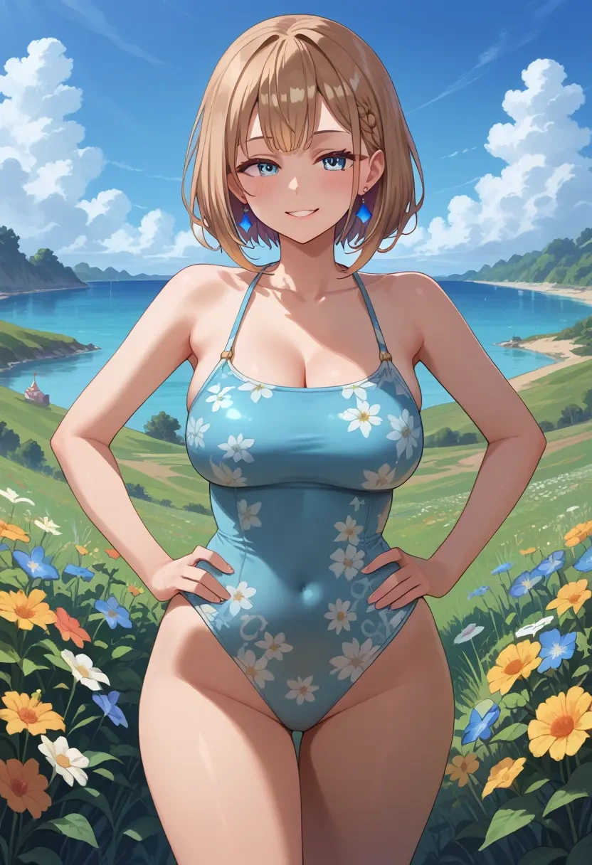 hololive,tokino_sora,swimsuit,floral print  - 