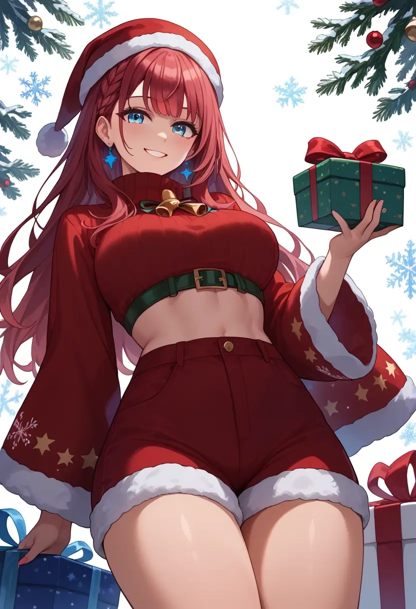 hololive,tokino_sora,Christmas,red velvet shorts,turtleneck sweater  - 