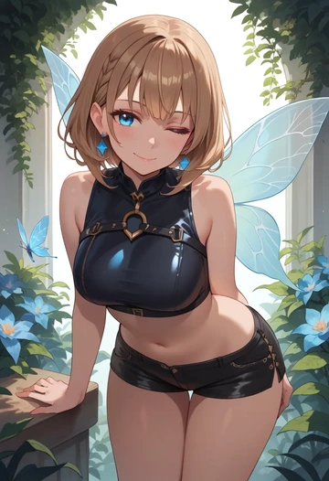 hololive,tokino_sora,leather,shorts,crop top  - AI generated anime art