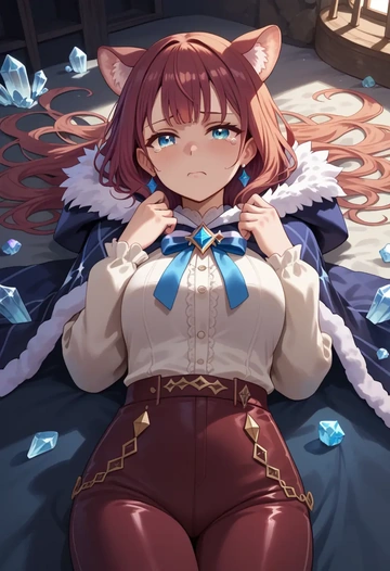 hololive,tokino_sora,cape,hooded,leather pants  - AI generated anime art